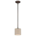 Millennium Lighting - Millennium Lighting 3121-RBZ Jackson - 1 Light Mini-Pendant - Mini-Pendant are hanging fixtures that subtly beautify the space they illuminate.  Shade Included: YesJackson One Light Mini Pendant Rubbed Bronze Beige Linen Shade *UL Approved: YES *Energy Star Qualified: n/a  *ADA Certified: n/a  *Number of Lights: Lamp: 1-*Wattage:100w A bulb(s) *Bulb Included:No *Bulb Type:A *Finish Type:Rubbed Bronze