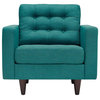 Empress Armchair Upholstered Fabric, Set of 2, Teal
