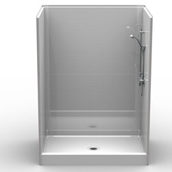 Multi-Piece 60&Prime; x 42&Prime; x 81 1/2&Prime; Shower | Curbed Threshold | 6&Prime; Curb Height - Products