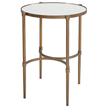 Martha Stewart Antique Bronze Mirrored Top Oval Accent Table