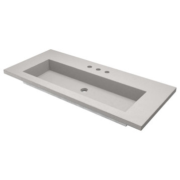 48" Capistrano Vanity Top with Integral Sink, Ash, 8" Widespread Faucet Holes