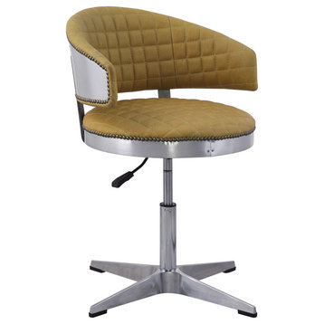 Brancaster Adjustable Chair With Swivel, Turmeric Top Grain Leather and Chrome
