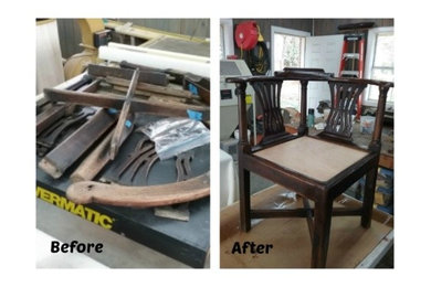 Restoration of antique corner chair