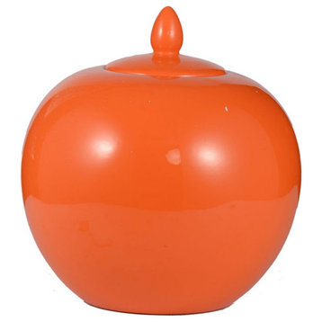 11" Orange Contemporary Lidded Small Jar