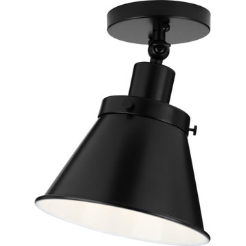 Hinton 1-Light Matte Black Vintage Flush Mount Ceiling Light