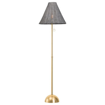 Mitzi Destiny 1-Light Floor Lamp, Aged Brass/Gray, HL825401-AGB