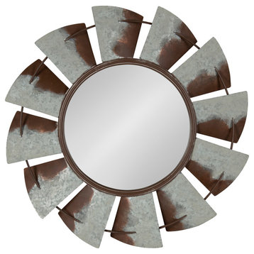 Millbrook Windmill Metal Wall Mirror, Silver 32