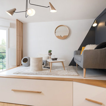 UN STUDIO COCOONING – Rénovation d’une petite surface/mobiliers sur-mesure