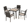 GDF Studio 5-Piece San Tropez Outdoor Dining Set With Cushions, Multi-Brown/Text