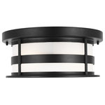 Generation Lighting Collection - Wilburn 2-Light Outdoor Flush Mount, Black - The Sea Gull Lighting Wilburn two light outdoor ceiling fixture in black enhances the beauty of your property, makes your home safer and more secure, and increases the number of pleasurable hours you spend outdoors.