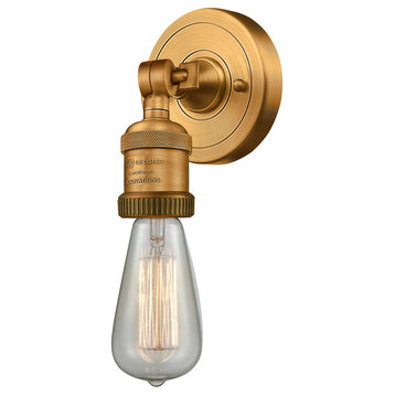 Bare Bulb 1-Light Sconce, Brushed Brass