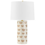 Mitzi - Minnie 1-Light Table Lamp, Aged Brass - Minnie is fun and funky! These fashionable table lamps have a hand-made quality with a glossy ceramic base in satin white or slate blue and perfectly imperfect geometric patterning. Complete with a subtle accent of Aged Brass, these cuties were made to stand out on any console or surface in your home that calls for a touch of personality. Part of our Megan Molten x Mitzi Tastemakers collection.