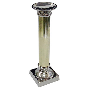 Nickel and Brass Ribbed Colum Candleholder