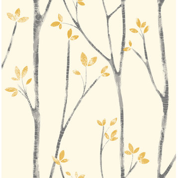 Ingrid Mustard Scandi Tree Wallpaper Bolt
