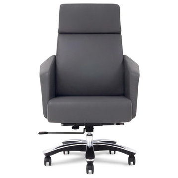 Lauren Modern Adjustable Executive Chair Dark Grey Top Grain Leather