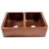 Sinkology Adams Copper 33" Double Bowl Farmhouse Apron Front Undermount Kitchen Sink Snko1013
