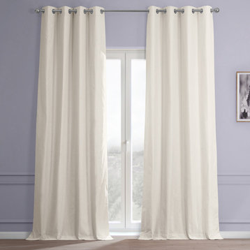 Fable Beige Dune Textured Blackout Cotton Grommet Curtain Single Panel, 50Wx84L