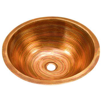 Flat Rim Round Bathroom Copper Sink