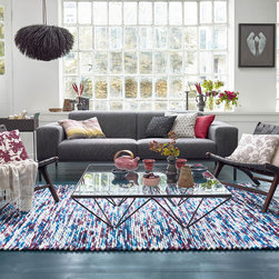 Reflection Rugs 1431 07 by Esprit in Blue and Burgundy - Rugs