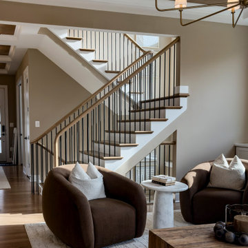 Project #153 | Sophisticated Red Oak Stair with Metal Balusters