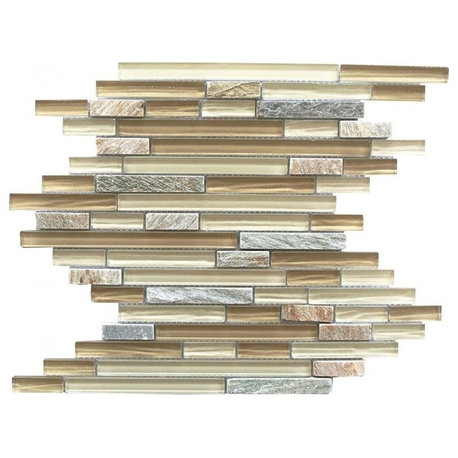 Bark 12" x 12" Glass and Stone Linear Mosaic,California, Set of 11