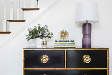 Inspiration for a transitional entryway remodel in Boston with white walls