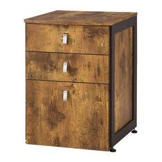 Antique File Cabinet With 3 Drawers, Natural