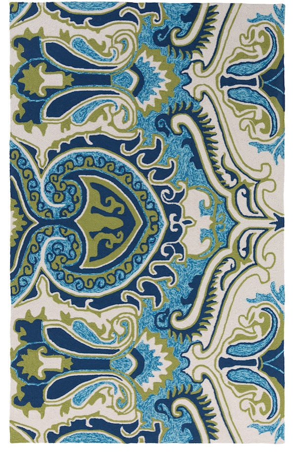 Surya SKE-4010 Skye Indoor/Outdoor Area Rug, 4' x 6', Navy/Lime ...