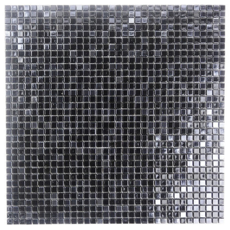 Galaxy 12"x12" Glass Square Mosaic Tile,Iridescent Black, Single Sheet