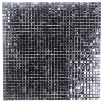 Galaxy 0.3125 in x 0.3125 in Glass Tiny Square Mosaic in Iridescent Space Black