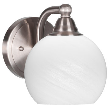 Paramount Wall Sconce, Brushed Nickel, 5.75" White Marble Glass