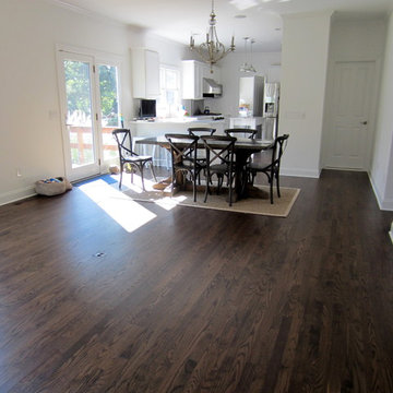 SAG HARBOR: RED OAK INSTALLED IN NEW EXTENSION/REFINISH ENTIRE HOME DARK WALNUT