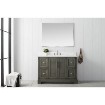 Vanity Art Bathroom Vanity with Sink & Top, Silver Grey, 48", Engineered Marble