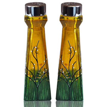 Hand Painted Salt and Pepper Shakers, Amber, Large 3oz