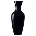 Villacera - Villacera Handcrafted 18" Tall Black Bamboo Jar Vase Sustainable Bamboo - Accent any space with Villacera's whimsically modern Handcrafted 18 Tall Black Jar Shaped Bamboo Vase, perfect as a stand-alone piece or filled with your favorite fillers, silk plants or artificial flowers. Standing 18-Inches tall, its simple curved profile is interrupted by the soft texture of the natural spun bamboo, creating a charming and exotic statement in any living space.  Each Villacera Handmade Bamboo Vase is uniquely hand spun out of sustainable, lightweight bamboo, leaving minimal differences of each piece.  Bamboo is relatively lightweight, yet dense and therefore very durable, requiring little to no maintenance, providing your home and dining room with decor for years to come.