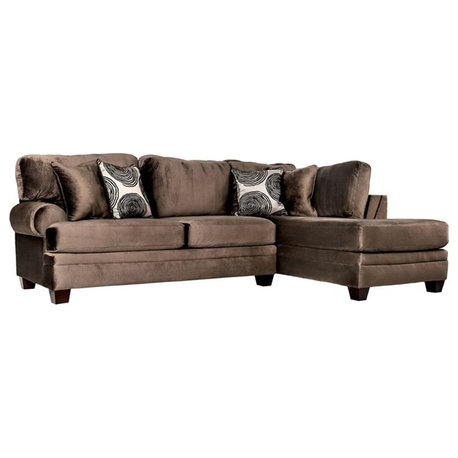 Furniture of America Sheryl Transitional Microfiber Sectional in Brown