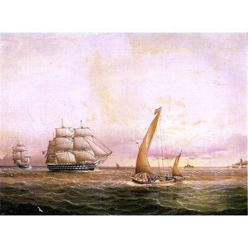 James E Buttersworth Two American Naval Vessels Entering Harbor Wall Decal