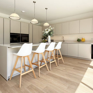 Light Beige Handleless Kitchen in St Albans