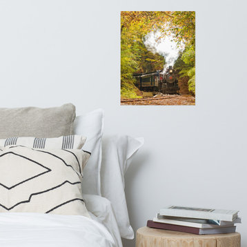 Wall Art Print Steam Train with Autumn Foliage Landscape Photo Unframed, 16" X 20"