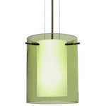 Besa Lighting - Besa Lighting 1KG-L00607-BR Pahu 8 - One Light Cable Pendant with Flat Canopy - The Pahu is a distinctive double-glass pendant, wiPahu 8 One Light Cab Bronze Transparent O *UL Approved: YES Energy Star Qualified: n/a ADA Certified: n/a  *Number of Lights: Lamp: 1-*Wattage:100w A19 Medium base bulb(s) *Bulb Included:Yes *Bulb Type:A19 Medium base *Finish Type:Bronze