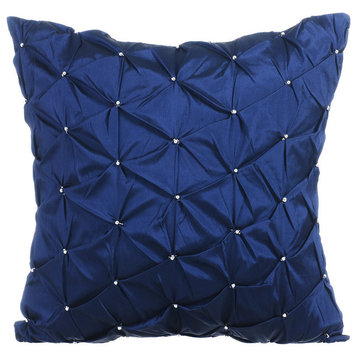 Textured Pintucks 12"x12" Taffeta Navy Blue Pillows Cover, Night Texture