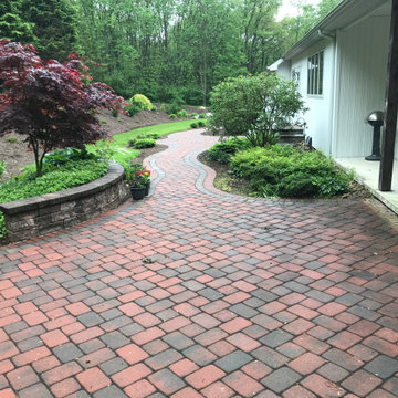 Front, rear walk and patio