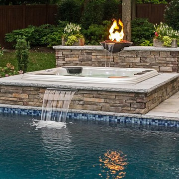 Custom Hot Tub Installation With Waterfall (Long Island/NY):