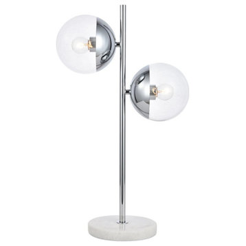 Midcentury Modern Chrome And Clear 2-Light Table Lamp