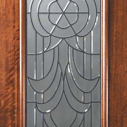 Slab Single Door 96 Mahogany Hillsborough 1 Panel 3/4 Lite Glass - Front Doors