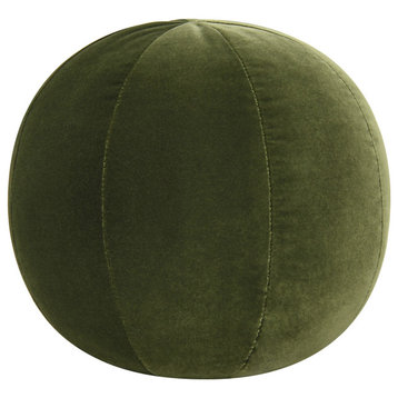 Luna 12" Round Sphere Accent Ball Throw Pillow, Olive Green