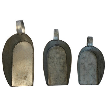 Galvanized Metal Scoops Farmhouse Chic Large Medium and Small Set of 3