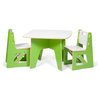 Kids Table and Chairs, 3-Piece Set, Green/White