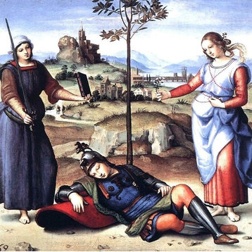 Raphael Allegory The Knight's Dream 20"x20" Premium Canvas Print