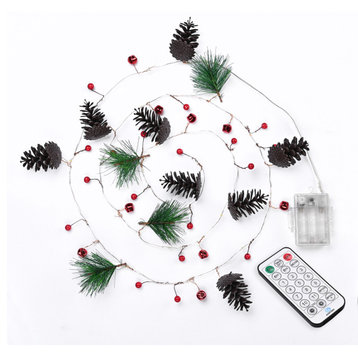 Yescom Christmas Pine Cone String Lights 7.8 Ft 20 LED Battery Operated Decor